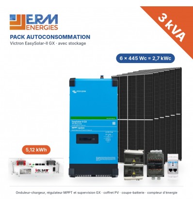 Pack autoconsommation Victron 3 kVA - 2,7 kWc - 5,1 kWh